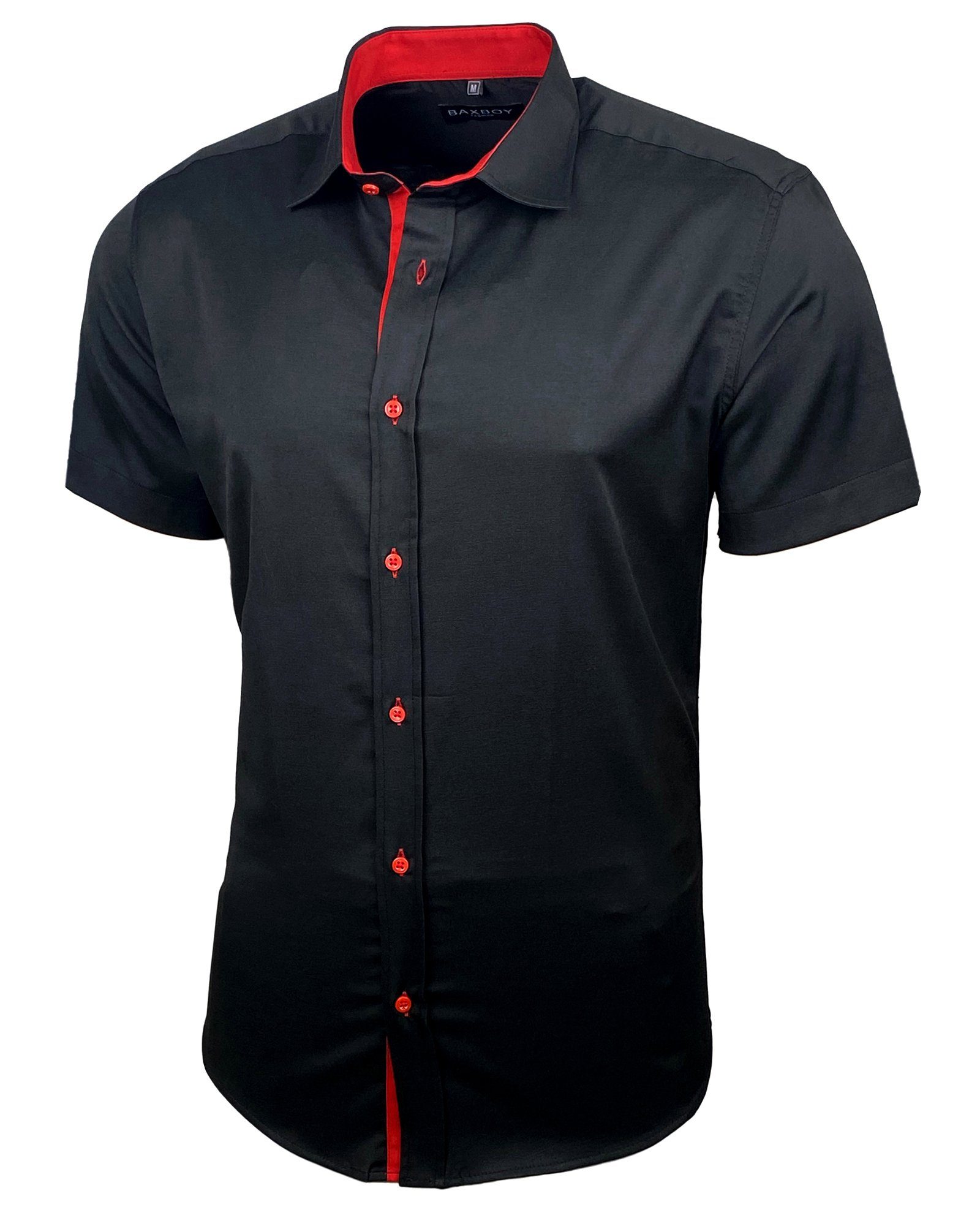 Baxboy Langarmhemd Kurzarmhemd Herren Hemd Bügelleichtes Slim Fit Kentkragen Uni B-455 – Bild 2 von 5