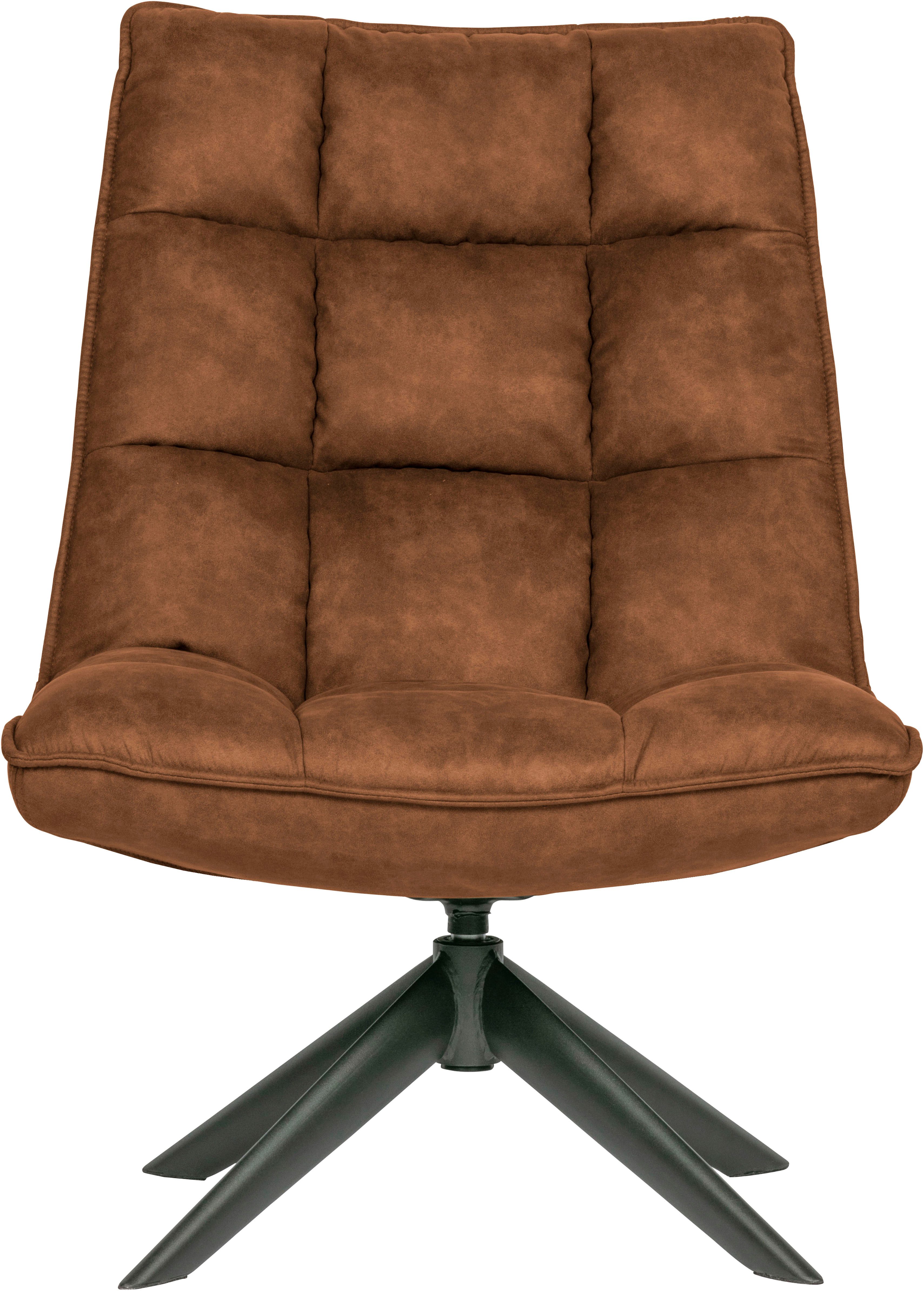 WOOOD Drehsessel Jouke mit Kunstleder-Bezug und Drehmechanismus B 70 x T 85 x H 90 cm, Sitzhöhe 46–42 cm, Tragkraft 140 kg, pulverbeschichtetes Metallgestell