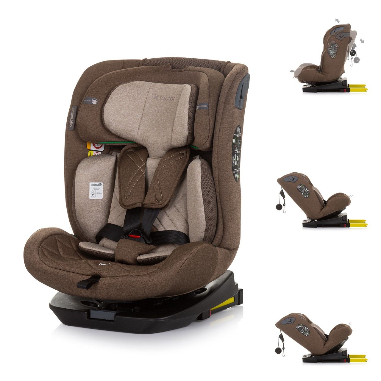 Chipolino Autokindersitz Kindersitz X-Factor i-Size, ab: 0, bis: 12, (40 - 150 cm) Isofix verstellbar drehbar