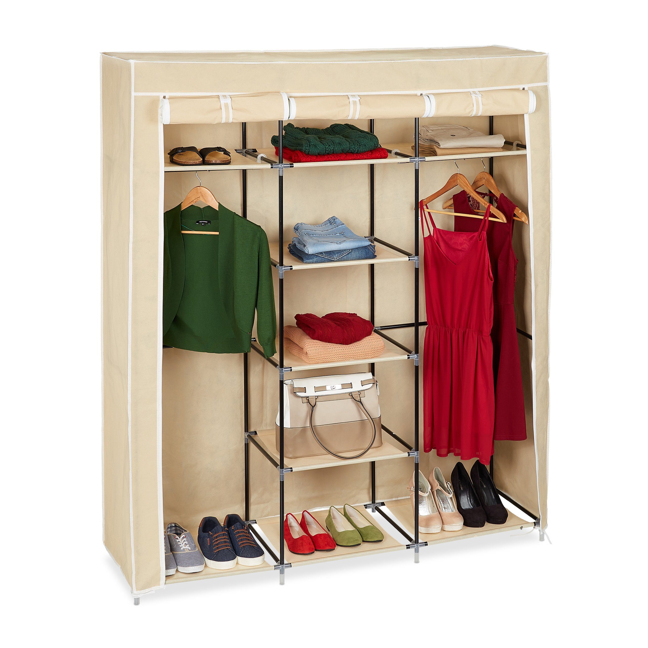 relaxdays Stoffschrank Stoffkleiderschrank XXL mit 9 günstig online kaufen