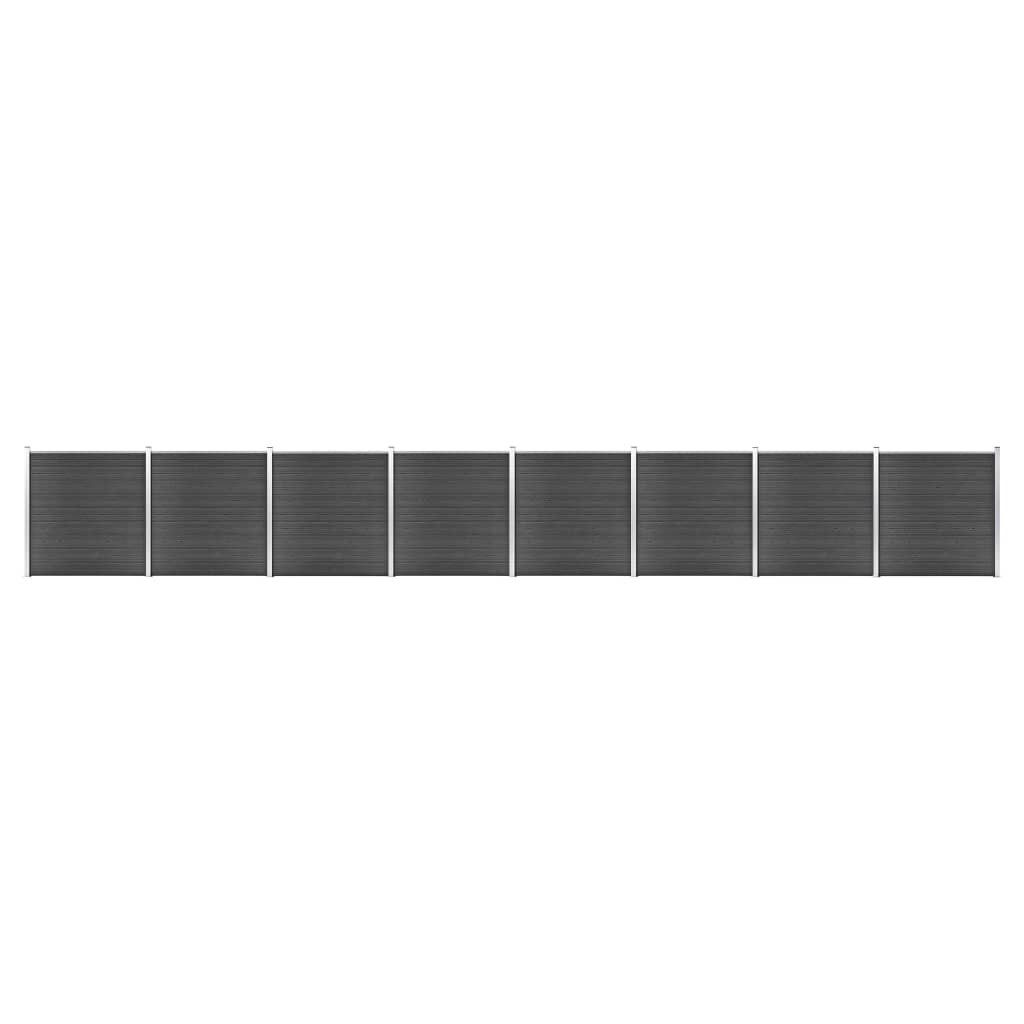 Gartentor Zaunelement Set WPC 1391x186 cm Schwarz