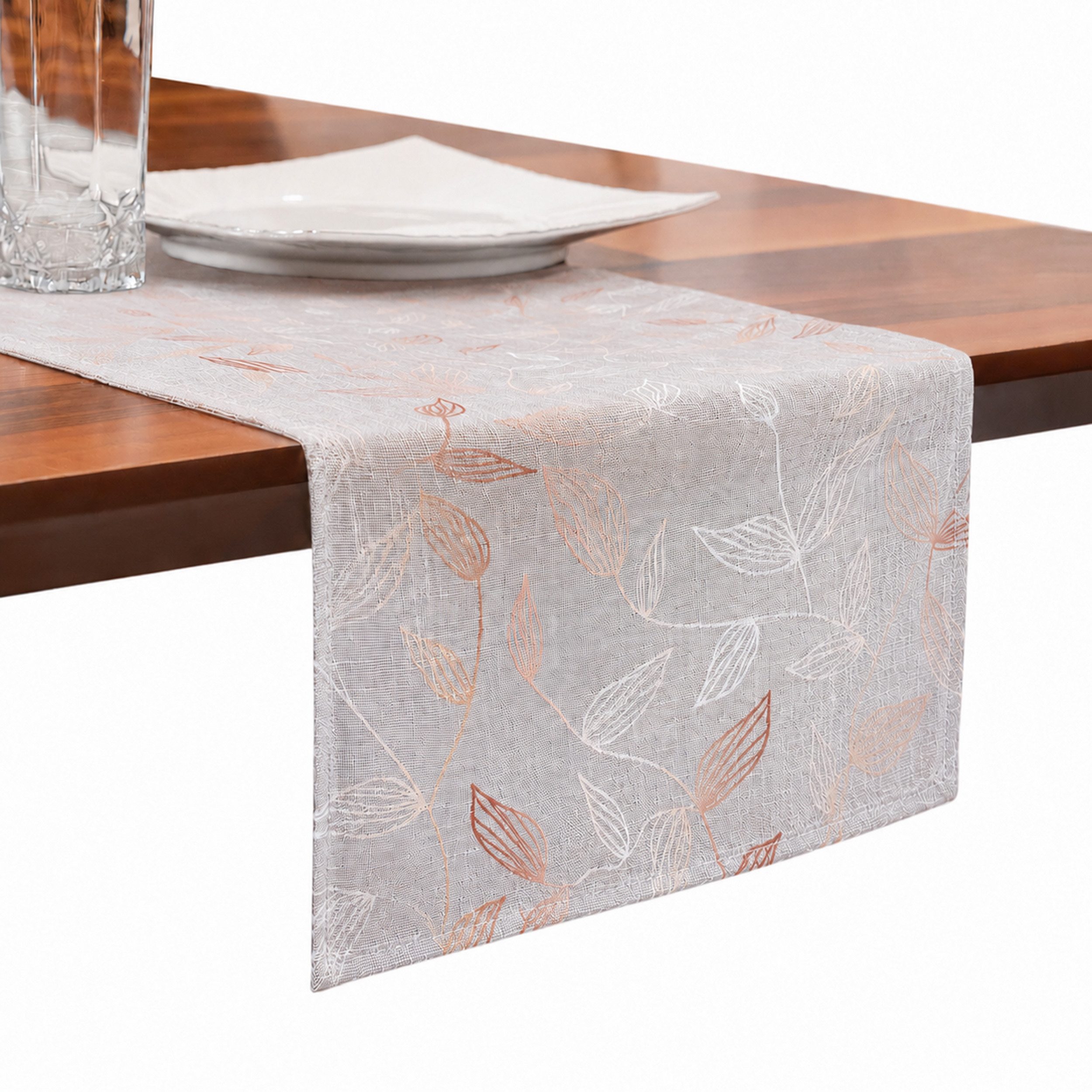 OTTO home Tischläufer Raffon (Packung 1-tlg), Leinen Optik, Blattmotiv, Esszimmer, Deko, halbtransparent/blickdicht.