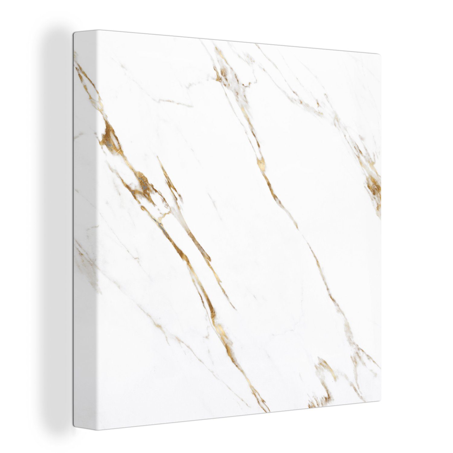 - Leinwand Weiß (1 - St), Leinwandbild OneMillionCanvasses® Marmor Wohnzimmer für Gold, Schlafzimmer Bilder