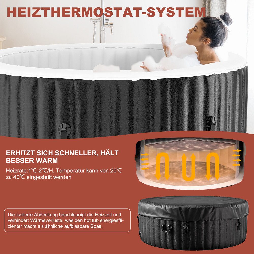 Meulbaty Whirlpool aufblasbar MSpa Tekapo 2-4 Personen, (1-tlg), Innen- und Außenbereich Pool 180x180cm