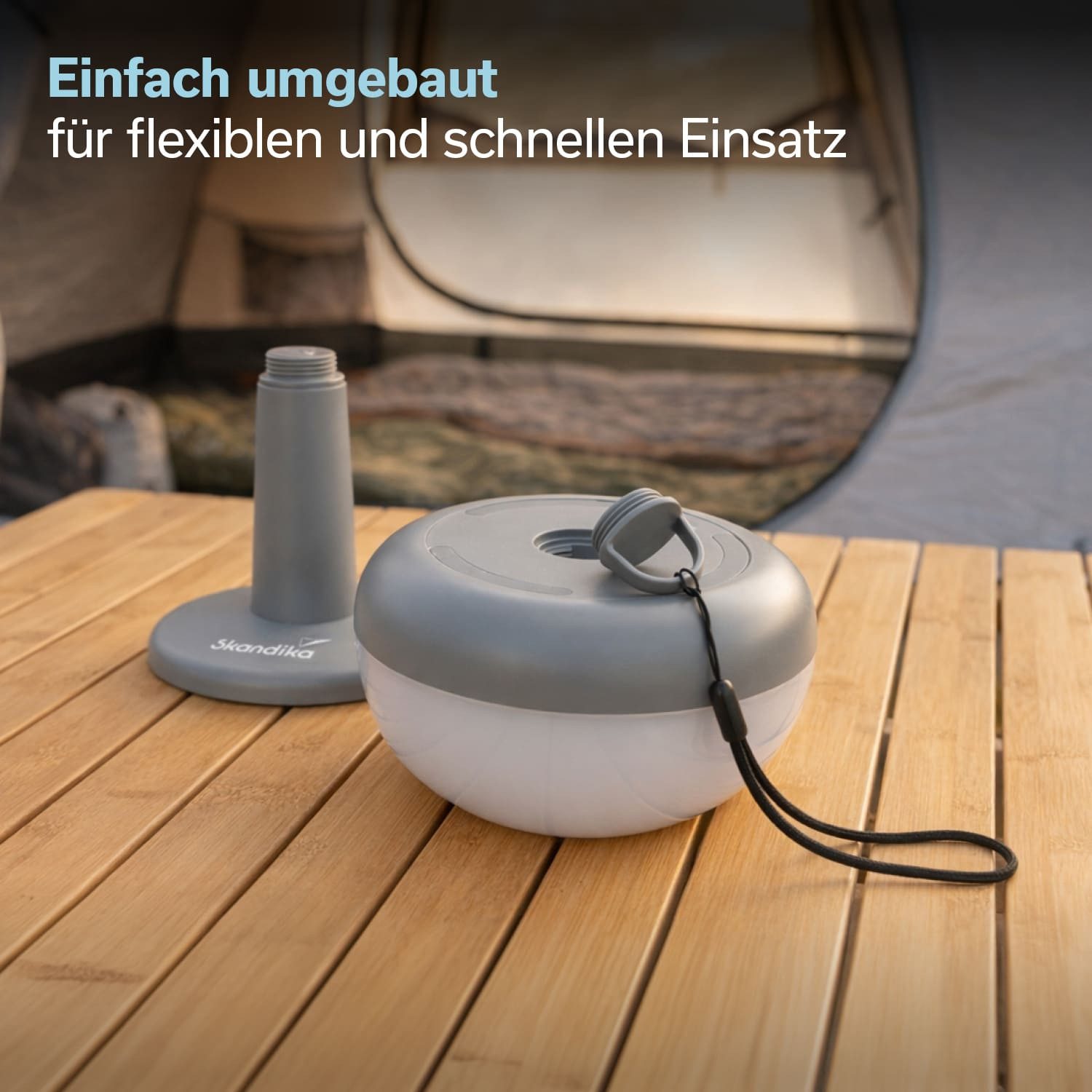 Skandika LED Gartenleuchte Campinglampe Elva, 2-in-1 Design, Tischleuchte, Hängelampe, dimmbar, Lampe zum Aufhängen, warmweiß, Touch Funktion, wiederaufladbar