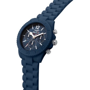 Sector Multifunktionsuhr Sector Herren Armbanduhr Multifunktion, Herren Armbanduhr rund, groß (ca. 45mm), Silikonarmband blau, Fashion