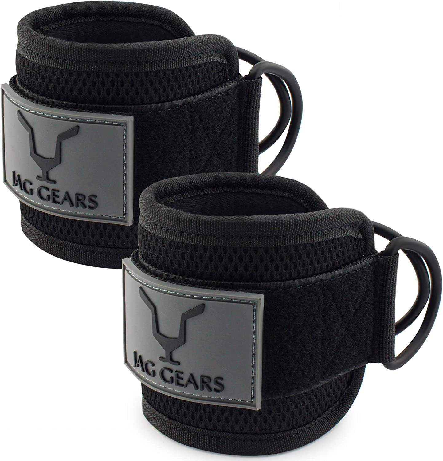 JAG GEARS Fußtrainer Knöchelriemen mit Kabelbefestigung, 6 mm, Neopren, gepolstert (pair, 2-St., 2x), Beinstrecken, Curls, Booty Hip Abductors-Übung für Männer und Frauen