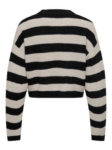 ONLY Strickpullover ONLMALAVI L/S PUMICE PULLOVER Black CROPPED KNT Stripes:WIDE/ NOOS STONE