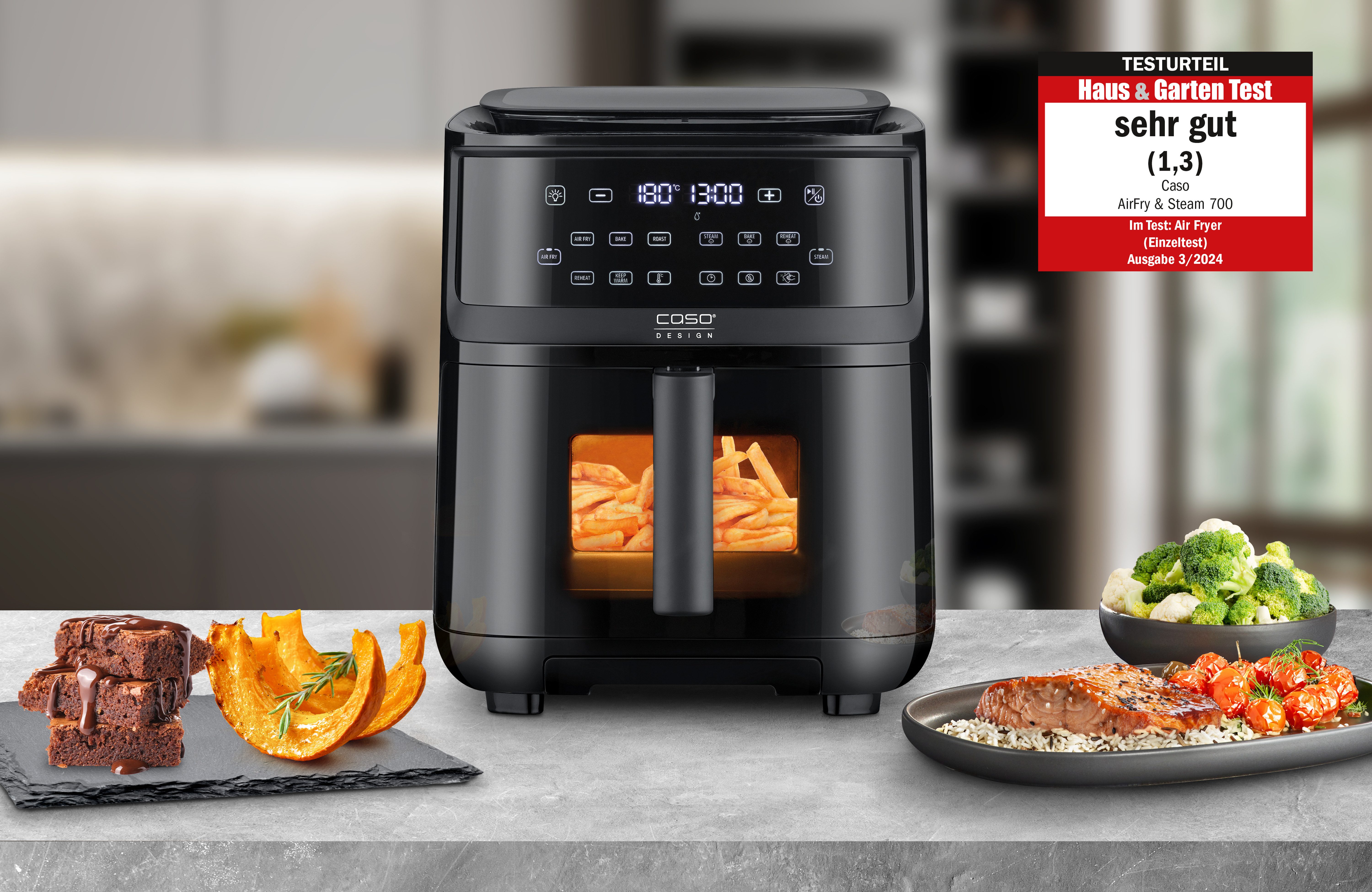 Caso Heißluftfritteuse 3182 AirFry&Steam 700, 1700 W, mit Dampfgarfunktion