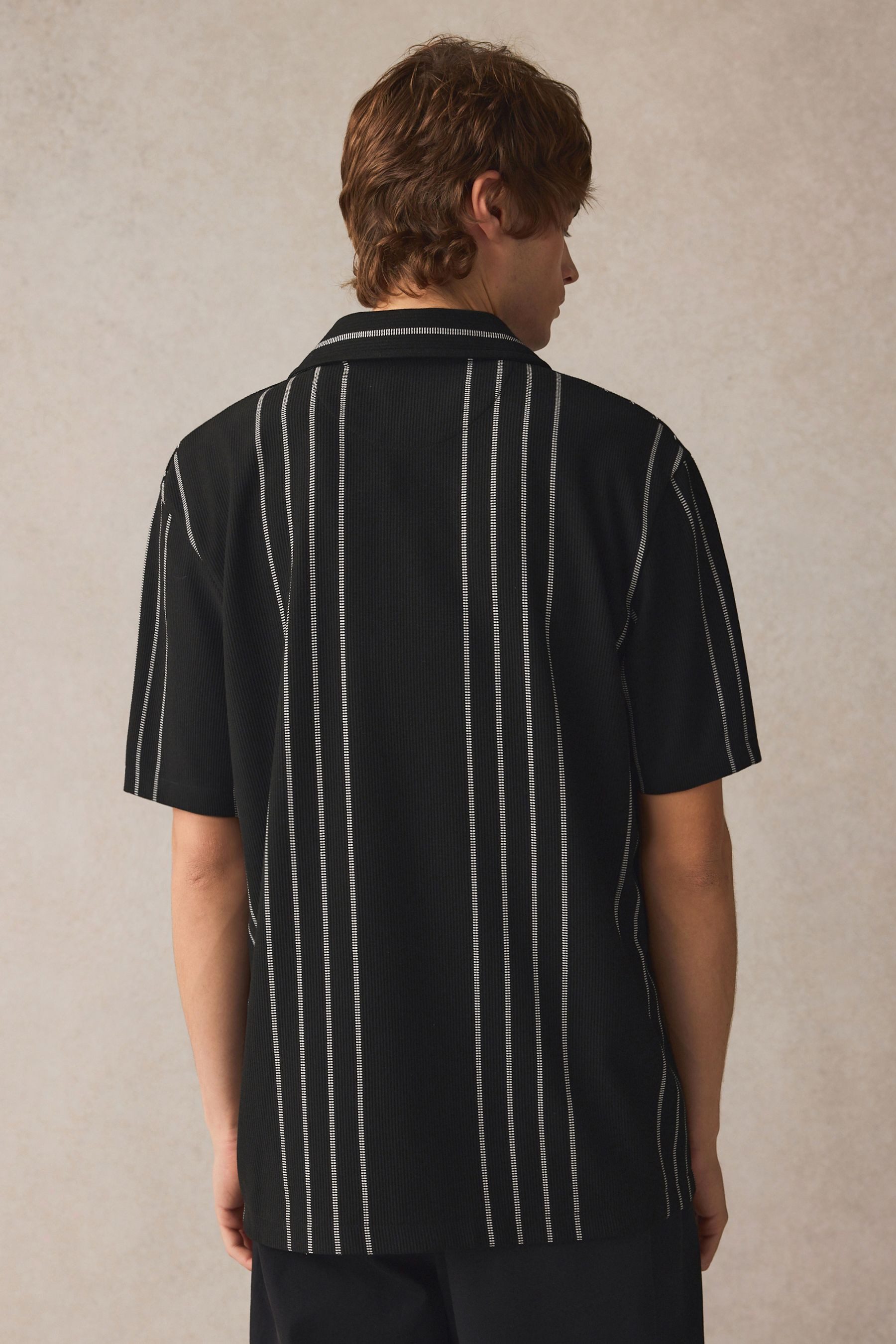 Next Kurzarmhemd Texturiertes Jersey-Hemd mit Streifen günstig online kaufen