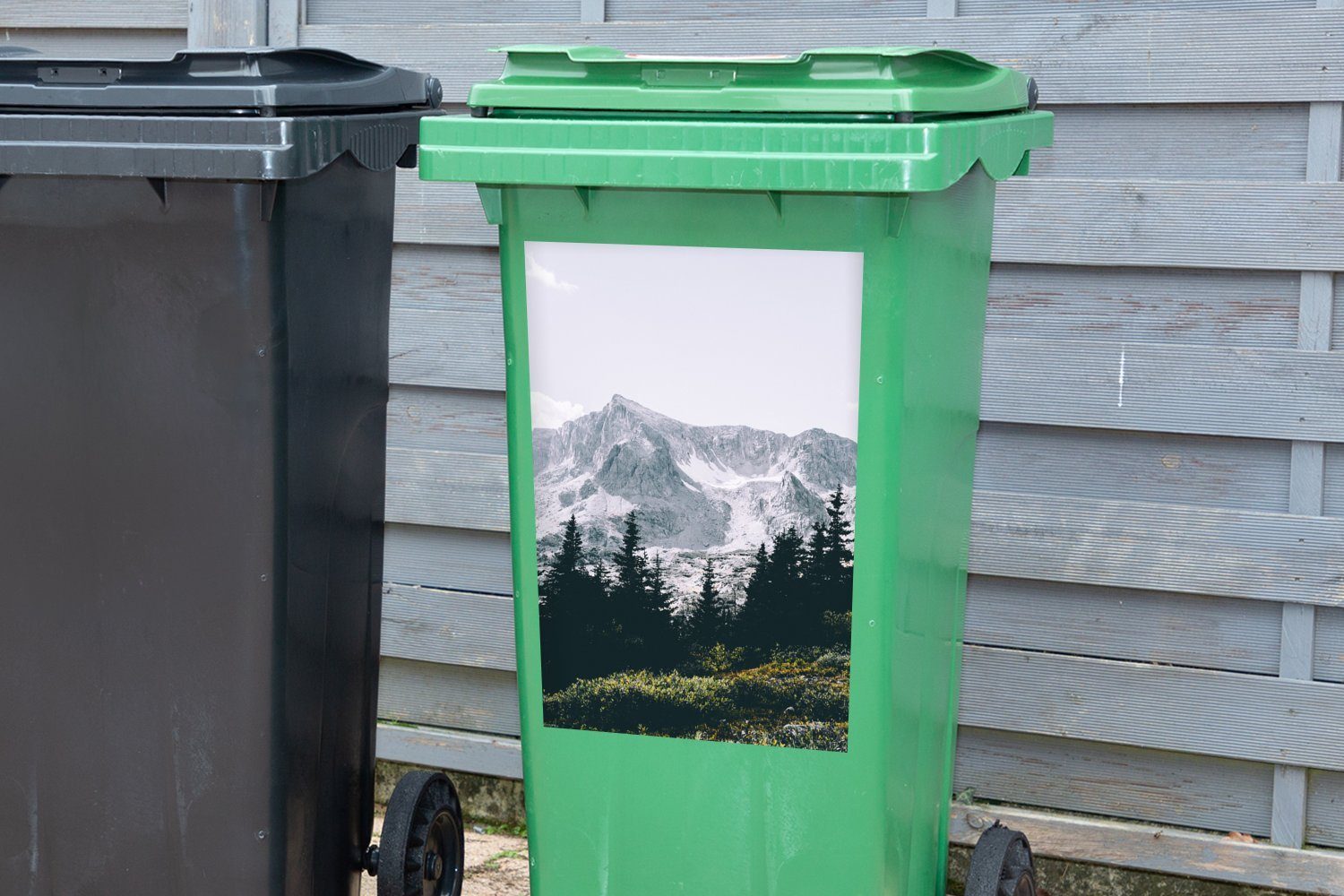 - (1 Container, MuchoWow Mülleimer-aufkleber, Wald Berge - Mülltonne, Sticker, Abfalbehälter Natur St), Wandsticker