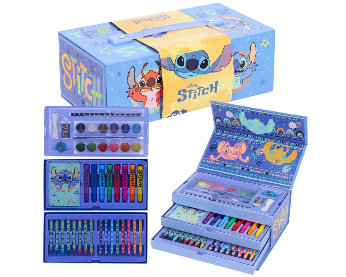 Textiel Trade B.V. Farbkasten Disney Lilo & Stitch Malkasten mit Schublade Kinder Malset ab 3 Jahren