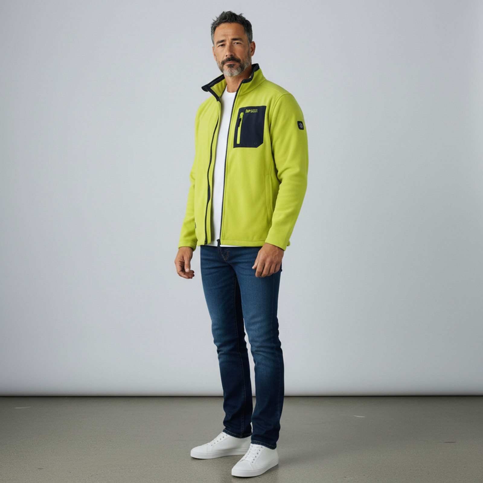 Dry Fashion Fleecejacke Esens Herren Jacke Fleece Stehkragen - Übergangsjacke Freizeitjacke Sportive Passform, Seitentaschen & Brusttasche mit Reißverschluss