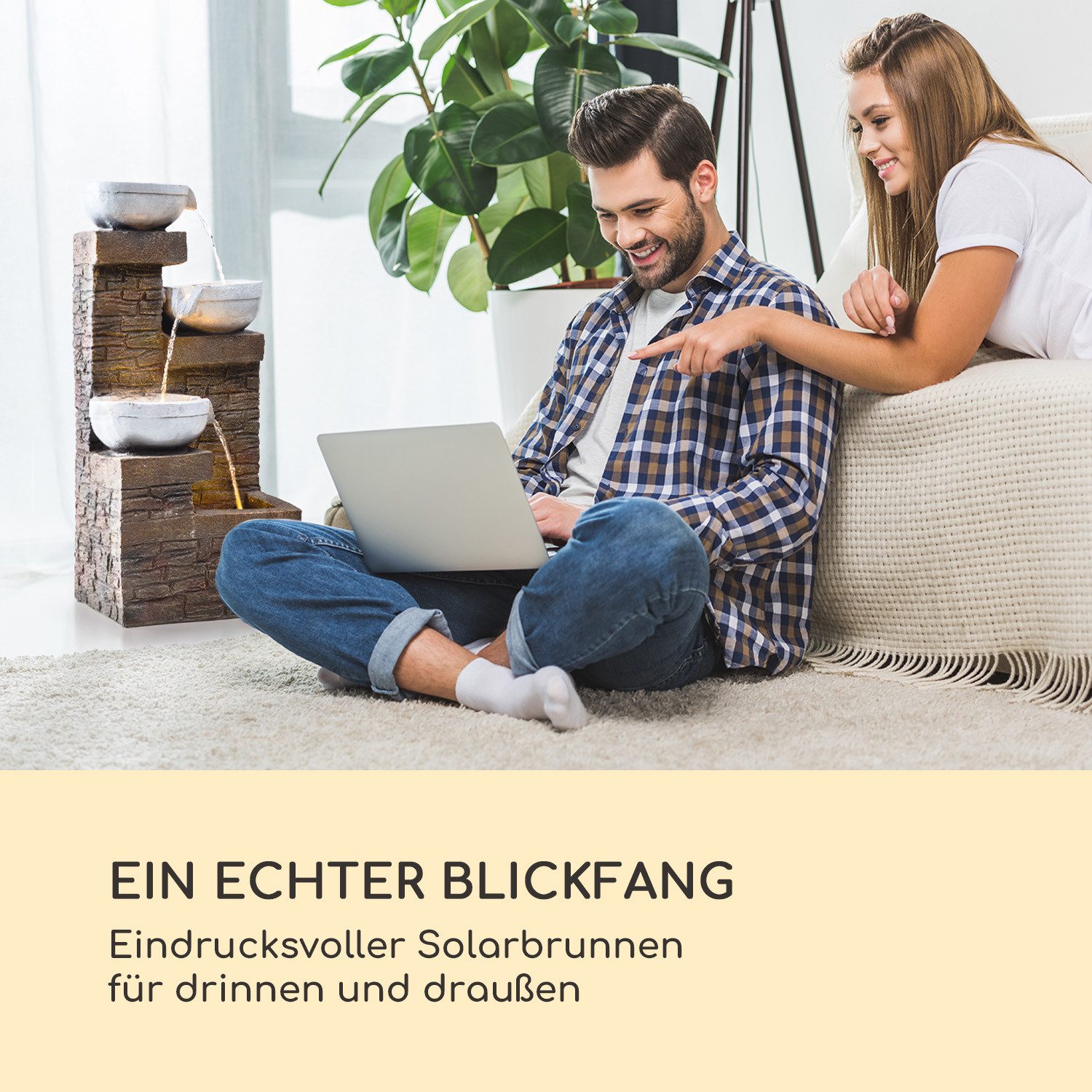 blumfeldt Wasserspiel Fez Solarbrunnen, (Set, Solarpanel;LED-Beleuchtung und Anschlussmaterial), spring zimmer zier brunnen led-beleuchtung terasse solar outdoor