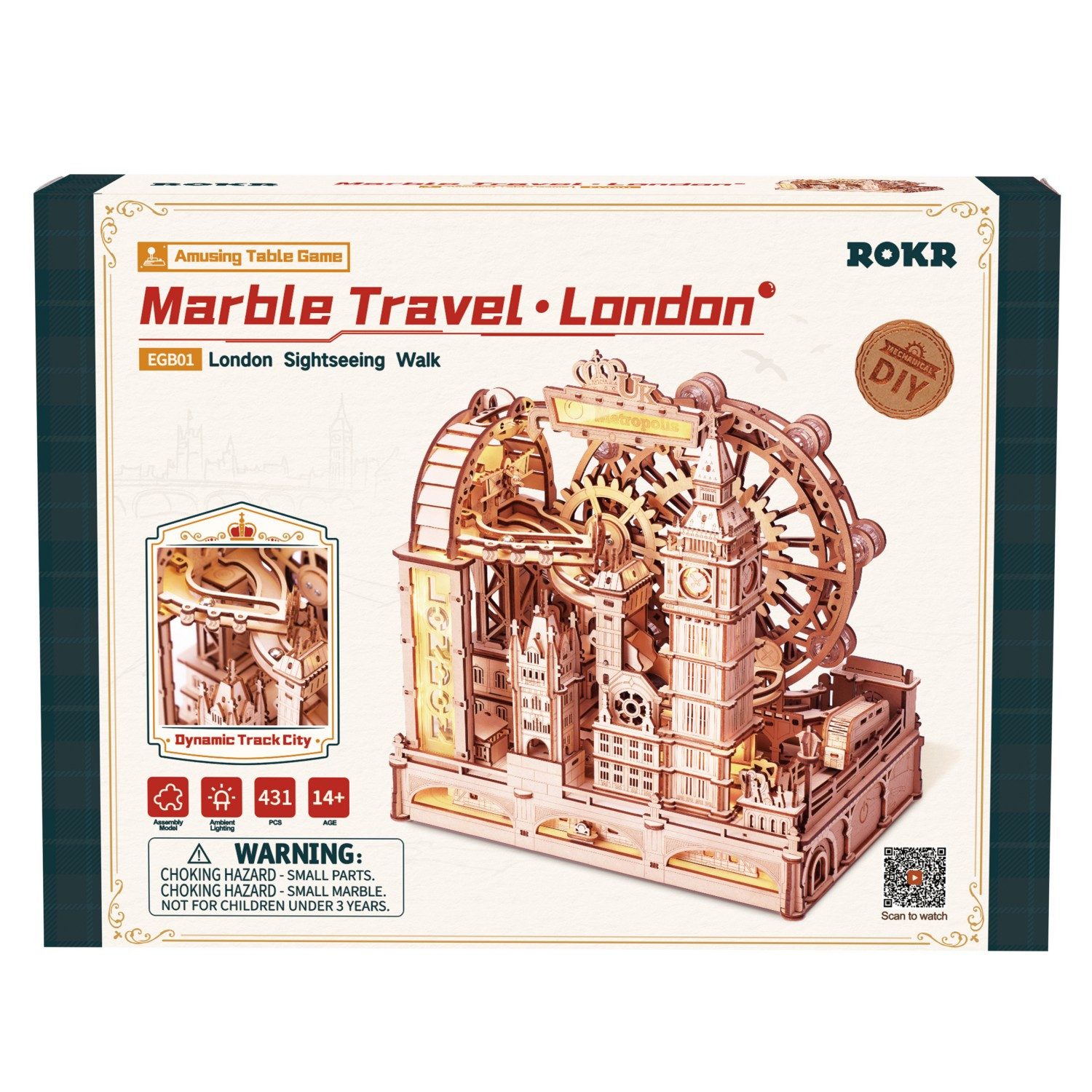 ROKR 3D-Puzzle Kugelbahn "Marble Travel London", Puzzleteile