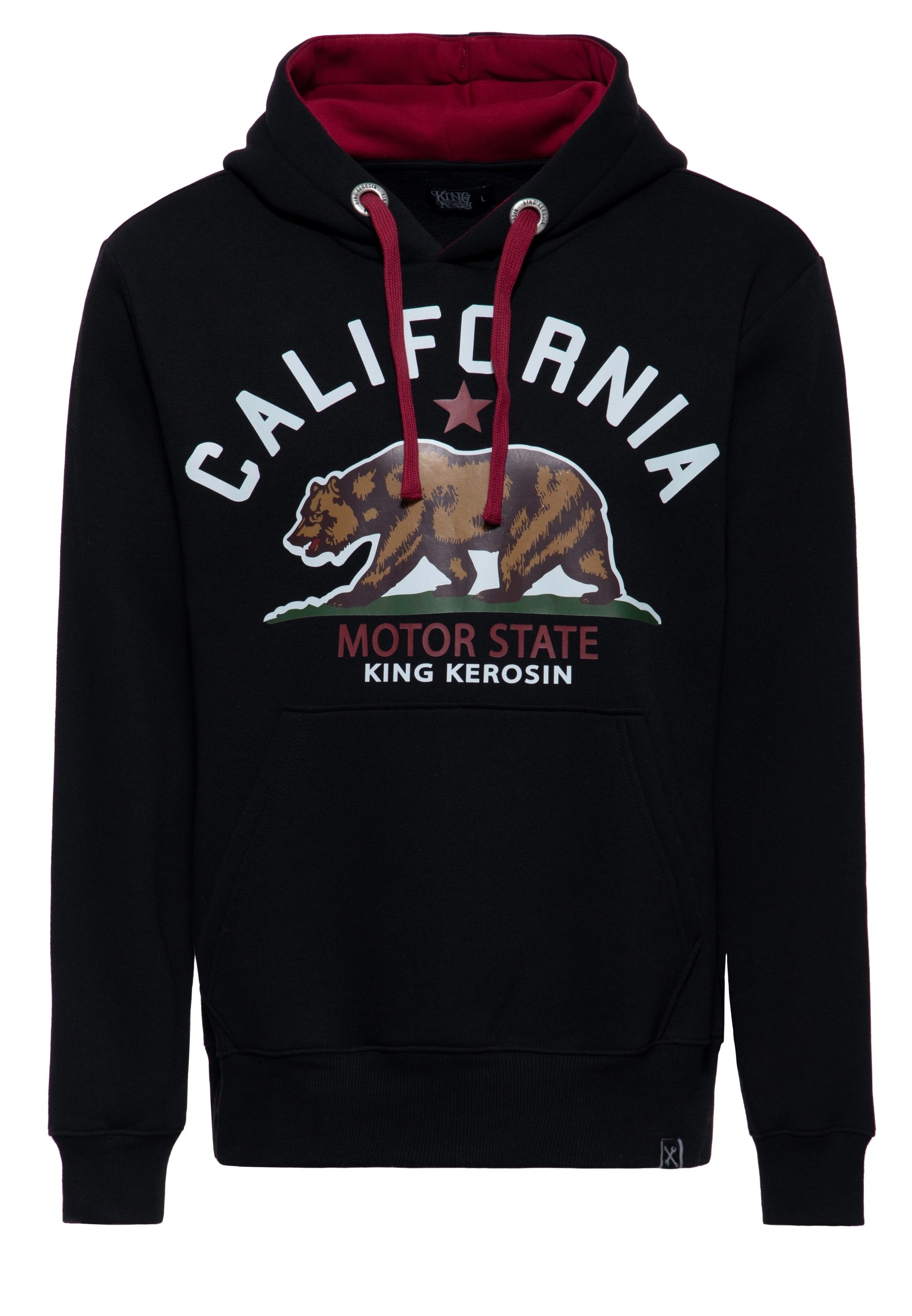 KingKerosin Kapuzenpullover California Motor State (1-tlg) mit angerauter Innenseite