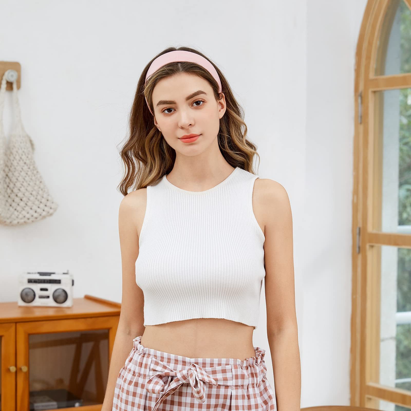 FOUORTUNATE-BEE Stirnband 8 Stück Damen Stirnbänder Workout Yoga Übung Stirnbänder (ür Frauen Haar Schweiß Wicking rutschfeste Haarbänder, 8-St., Sommer Haarsch – Bild 4 von 5