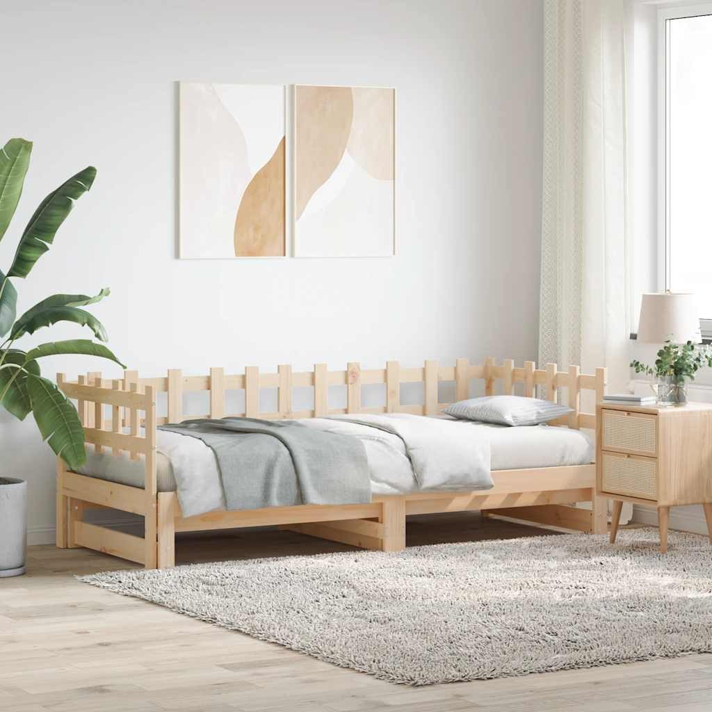 vidaXL Bett Tagesbett Ausziehbar 2x(90x200) cm Massivholz Kiefer