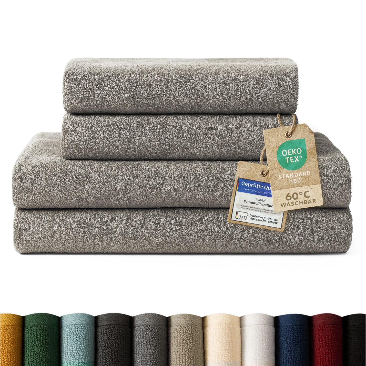 Blumtal Handtuch Set Premium 4/6-tlg. Frottier Dusch- (70x140 cm) & Handtuch (50x100 cm), Frottee (Set, 4-St), 100% Baumwolle, Oeko-TEX Zertifiziert