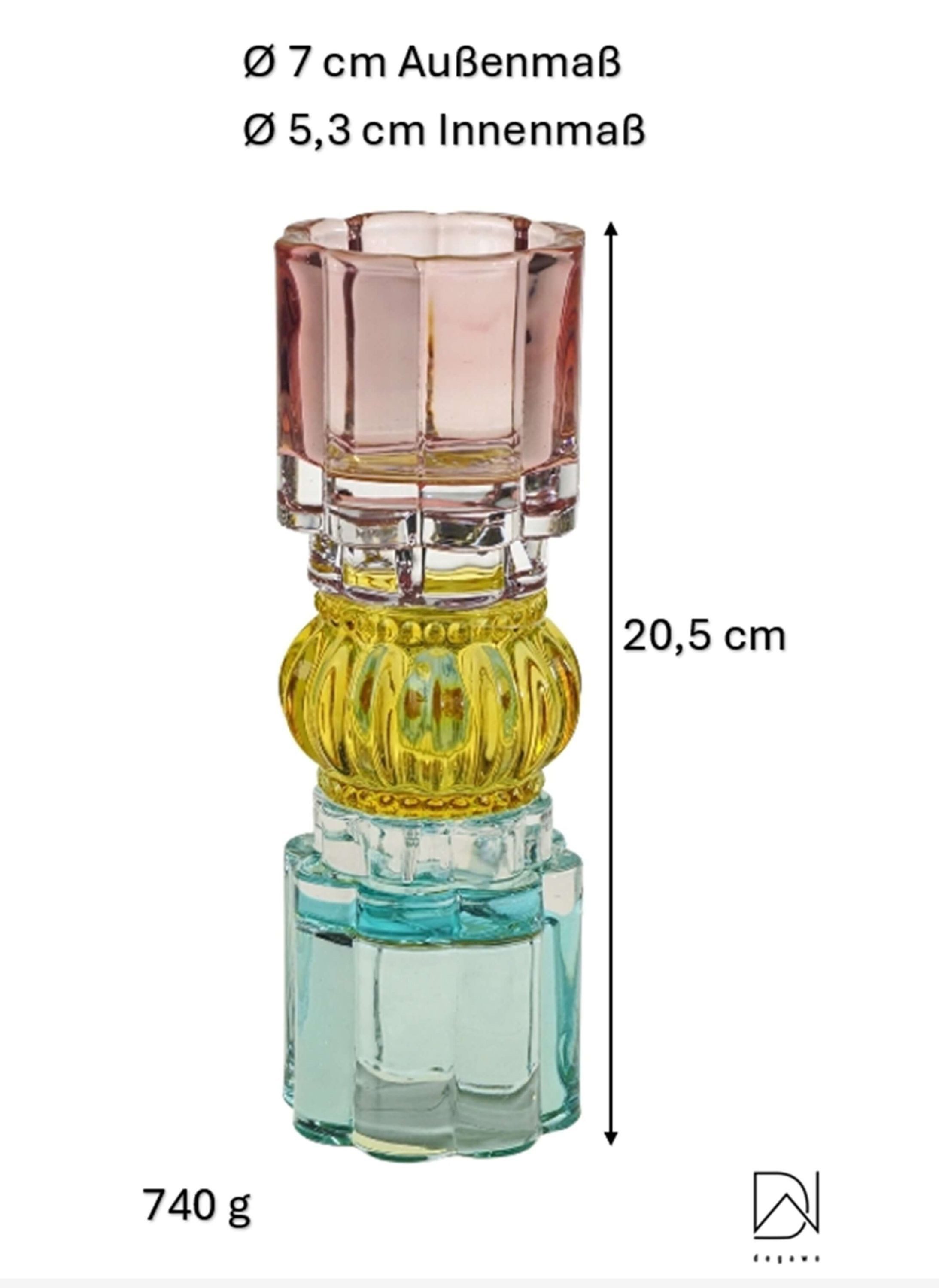 Werner Voß Windlicht Kerzenhalter Glas wendbar bunt 20,5 cm Deko Wohnaccessoire modern