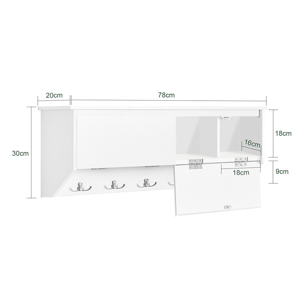 SoBuy Wandgarderobe FHK24, Flurgarderobe Kleiderhaken Hängeregal mit 2 Klappen und 5 Haken – Bild 5 von 5