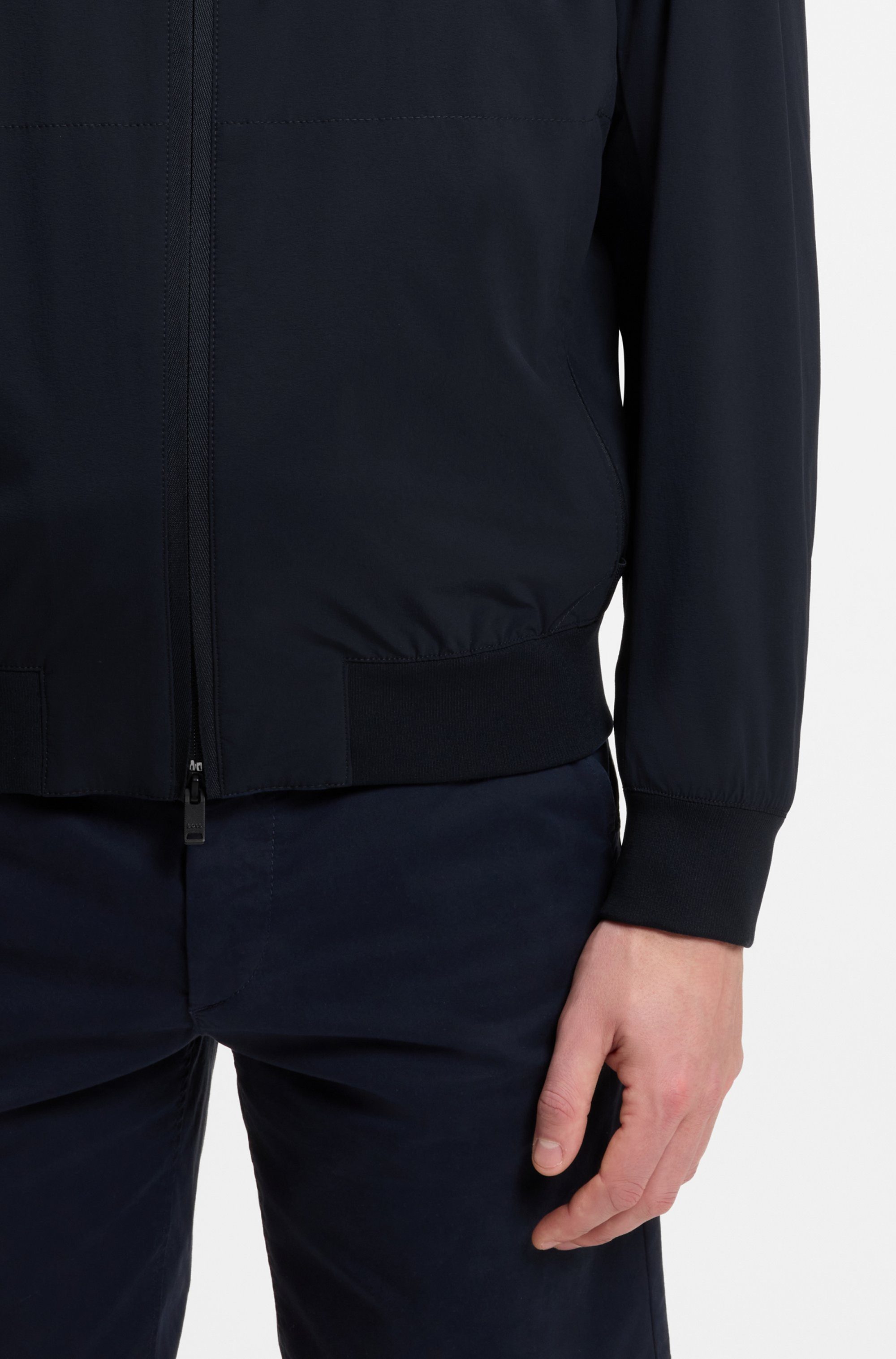 BOSS ORANGE Blouson Osruf Rippbündchen, Regular Fit, 2-wege-Reißverschluss