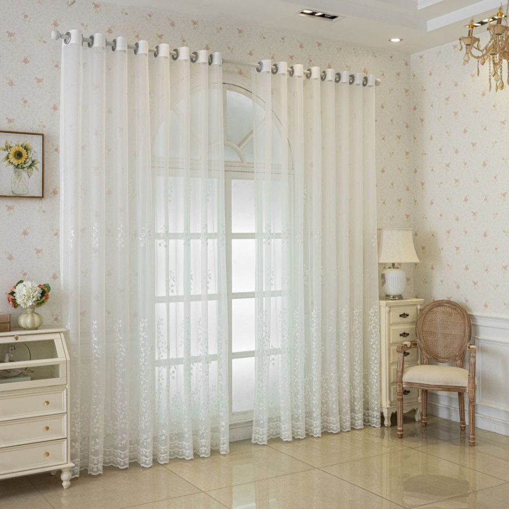BYSURE Gardine NF13WH00132 (2 St), Ösen, transparent, Bestickter Vorhang mi günstig online kaufen