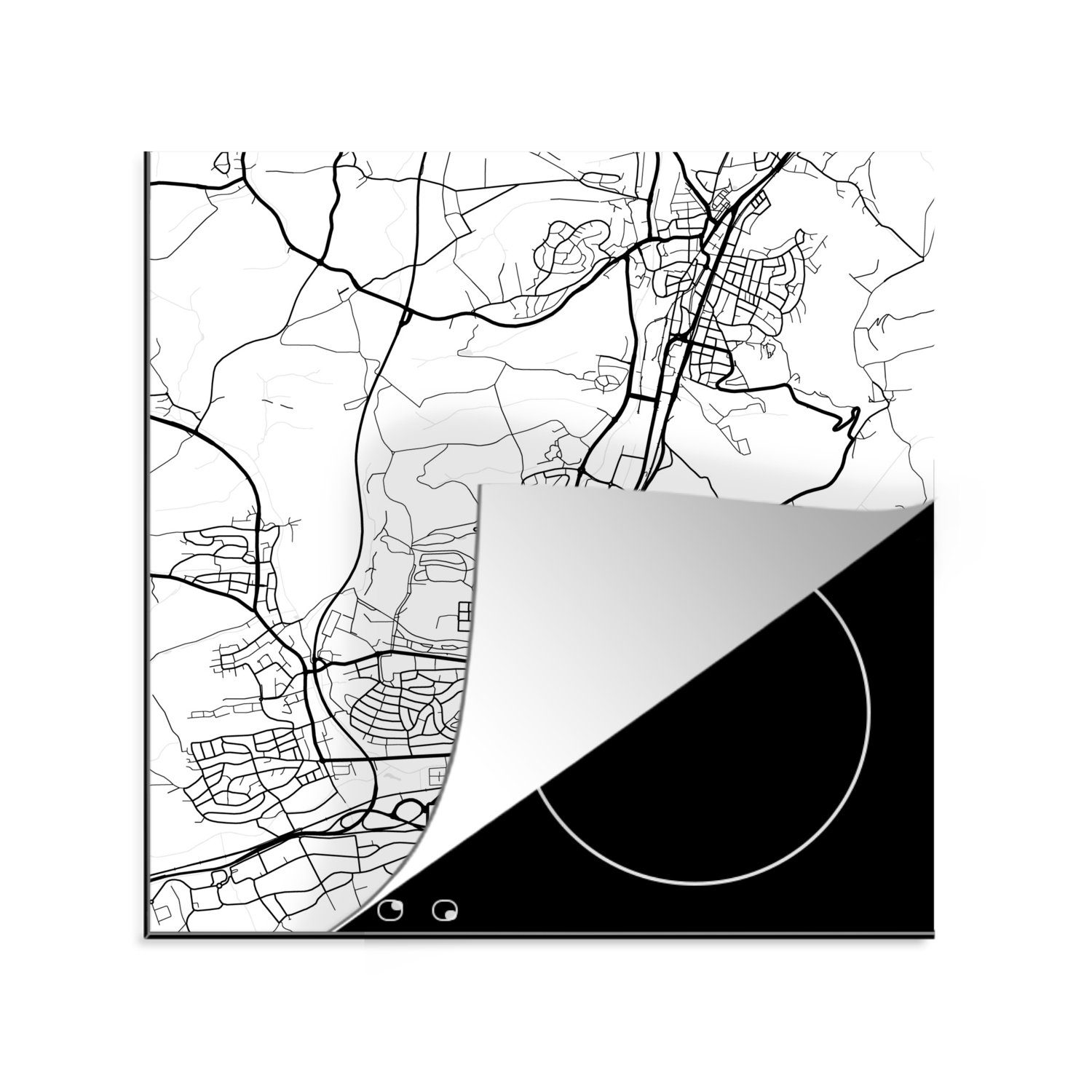 MuchoWow Herdblende-/Abdeckplatte Aalen - Stadtplan - Karte, Vinyl, (1 tlg), 78x78 cm, Ceranfeldabdeckung, Arbeitsplatte für küche