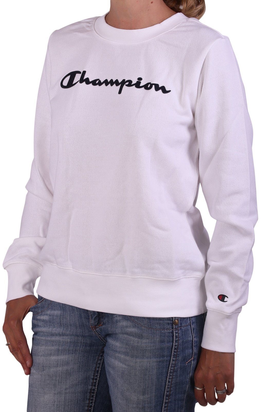 Champion Sweater Sweatpulli Champion Crewneck 112585 (1-tlg) weiß