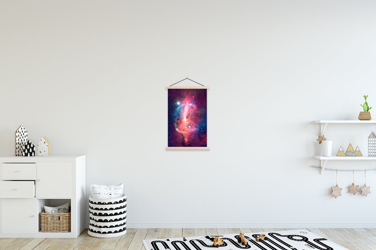 Rot, für St), MuchoWow (1 Wohnzimmer, Textilposter Weltraum - Poster Posterleiste, Bilderleiste, Sterne Magnetisch -