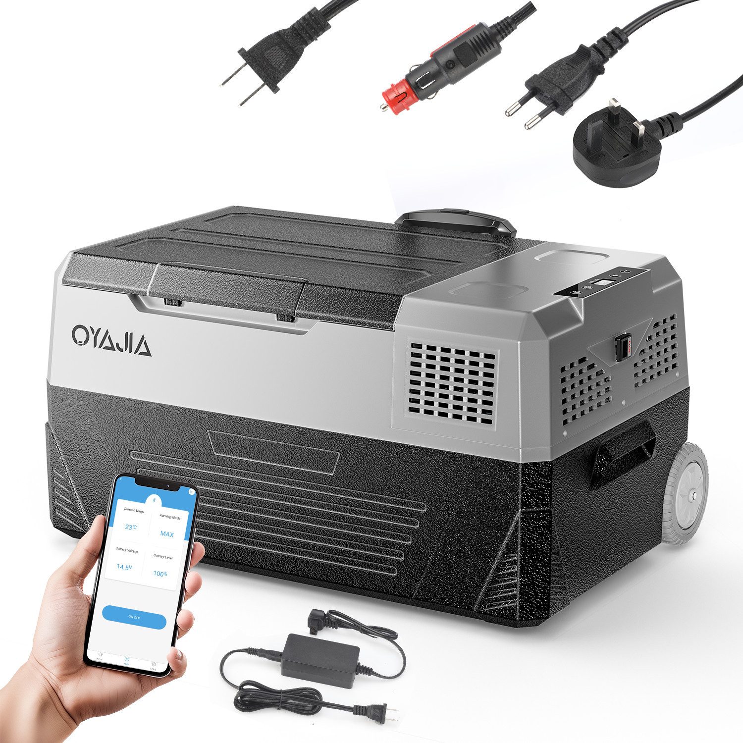 kehot Kühlbox Kompressor mit Rollen elektrisch Gefrierbox APP-Steuerung 38L - 48L, Ablassschraube zum Wasserentfernen