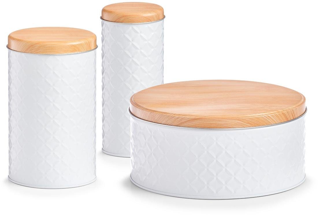 Zeller Present Vorratsdose Scandi, Metall, (Set, 3-tlg), täuschend echte Holzoptik