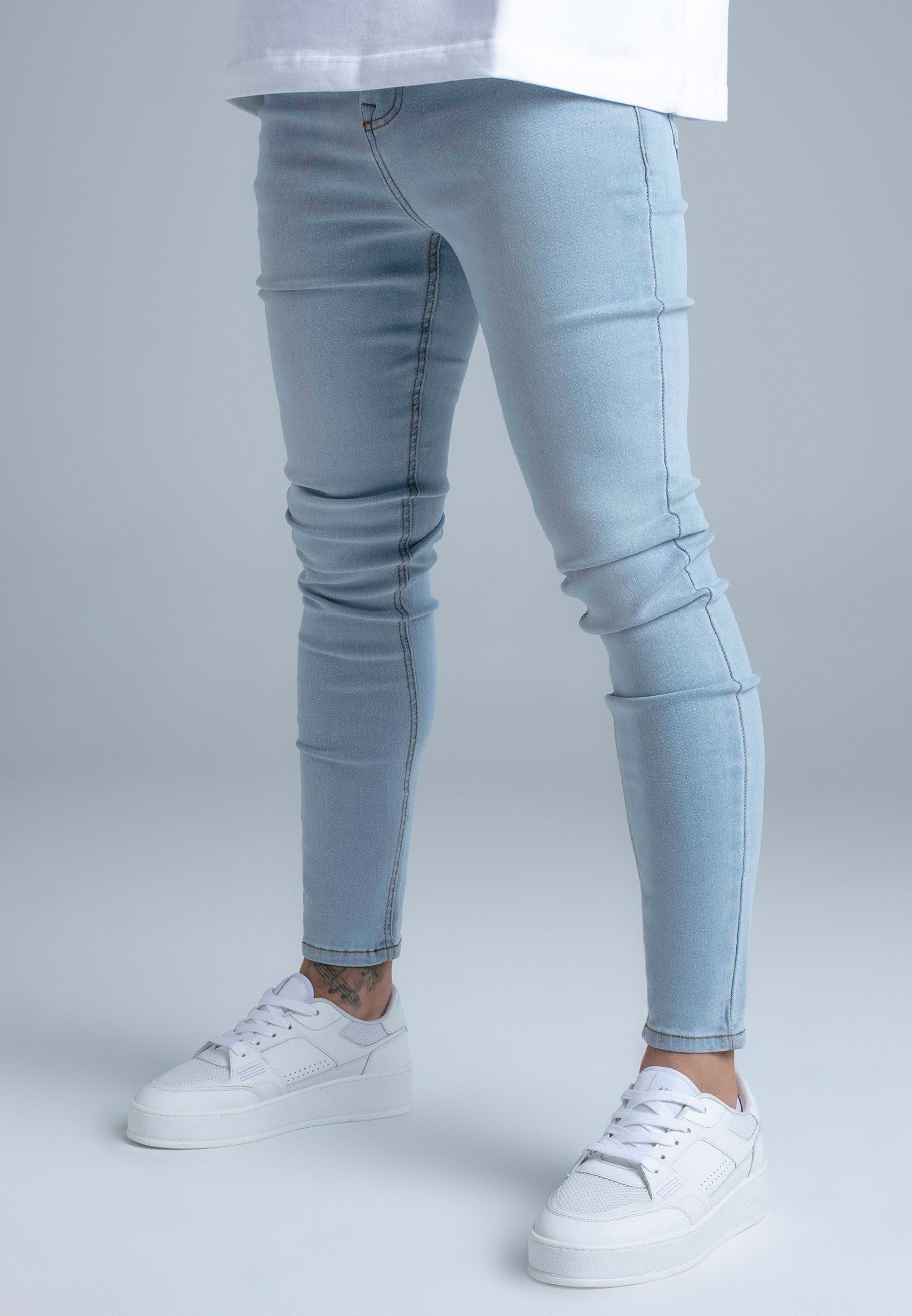 Siksilk Regular-fit-Jeans SikSilk Herren Hellblaue Skinny Jeans