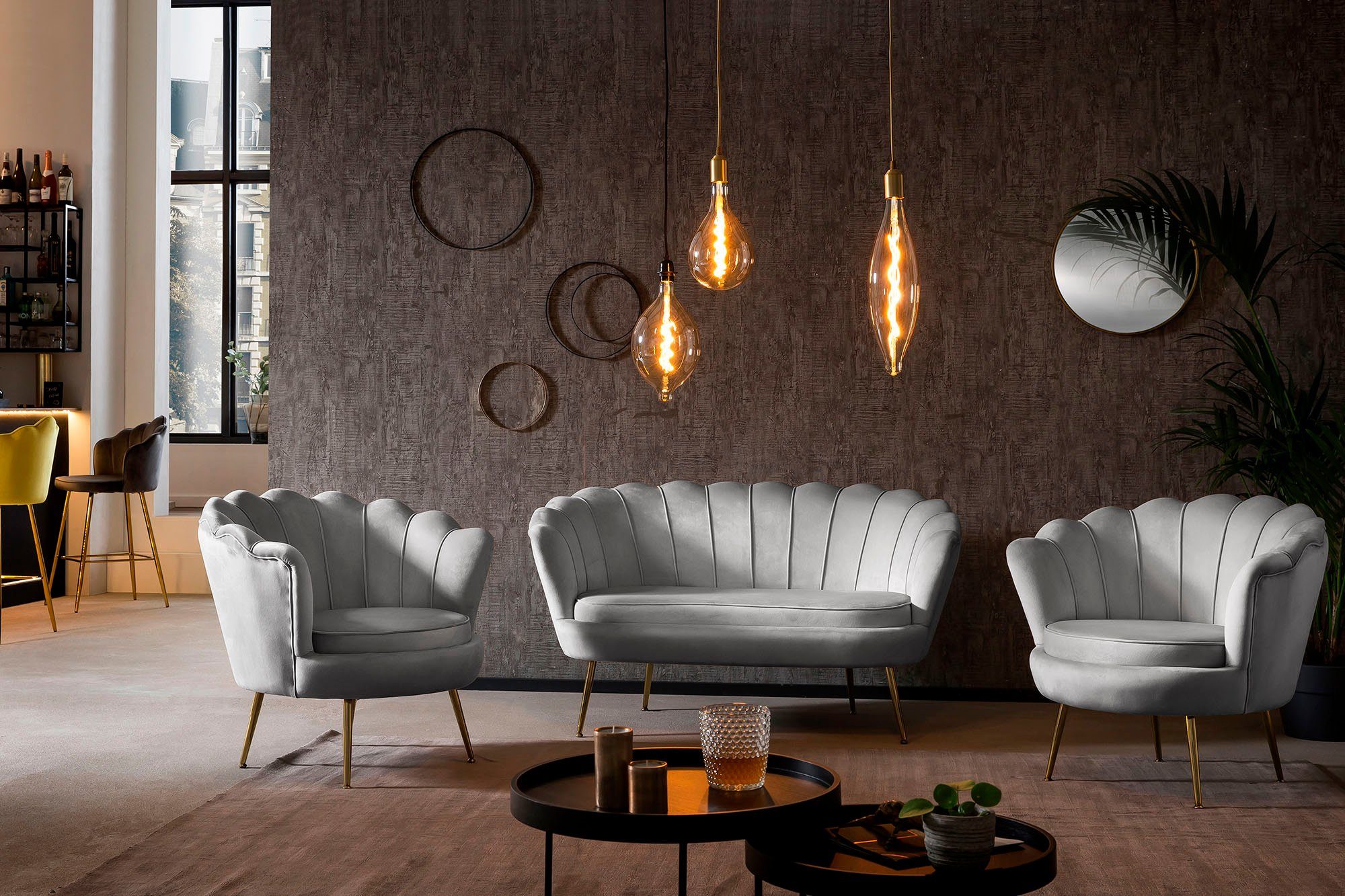 Clam, Muscheldesign Hellgrau extravagantes Loungesessel SalesFever