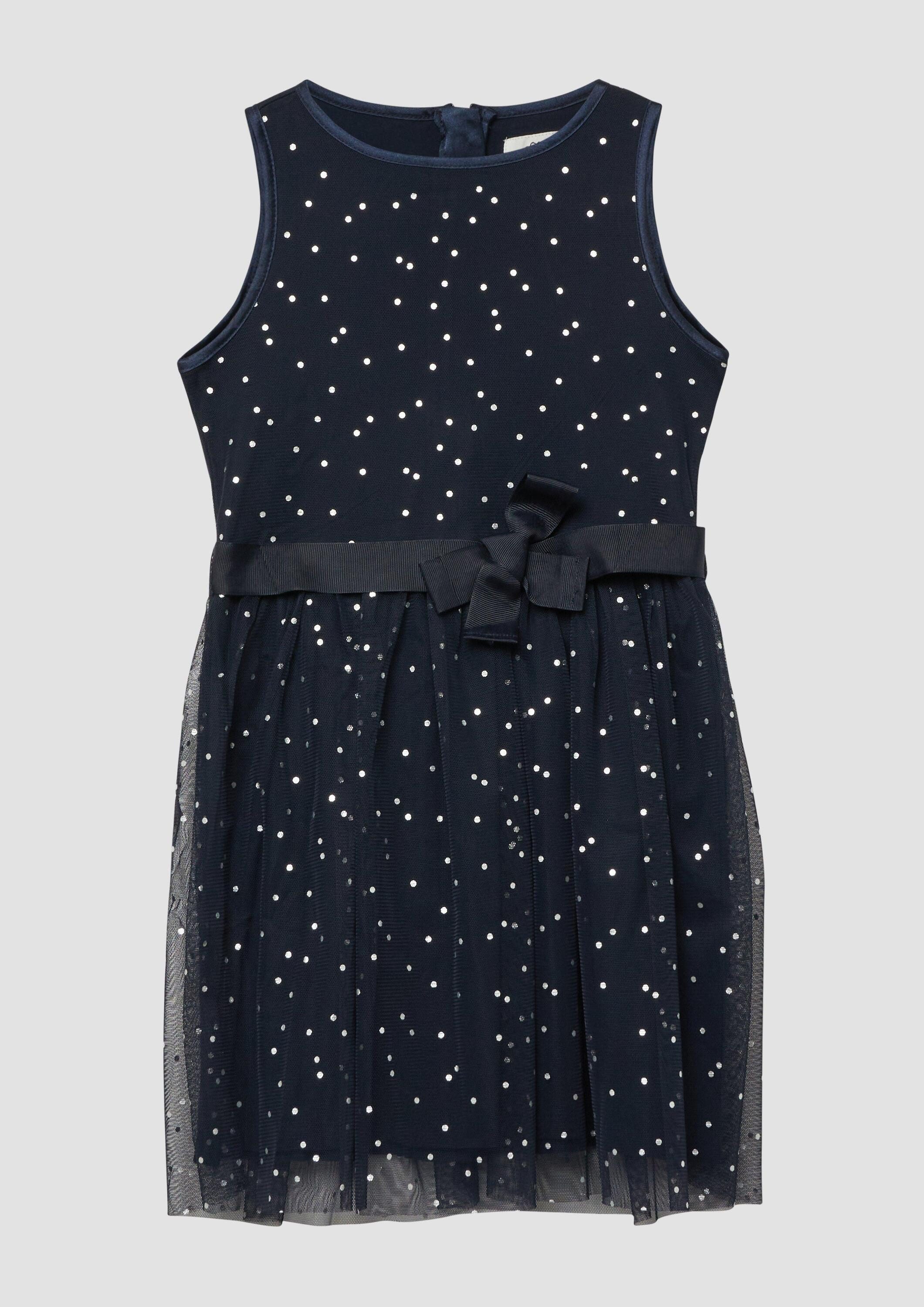 s.Oliver Minikleid Kleid Kurzes Kleid mit silbernen Punkten und Gürtel