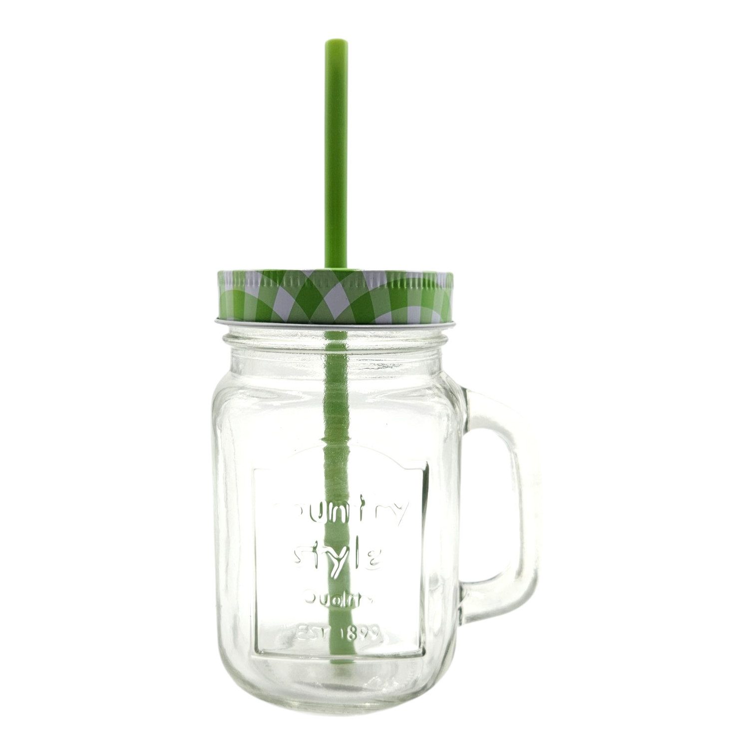 OSMA Werm Glas 4er Set Trinkgläser mit Henkel, Deckel & Strohhalm- Bunt, 4-tlg., Bunte Trinkgläser mit Deckel – robuster Schutz vor Insekten