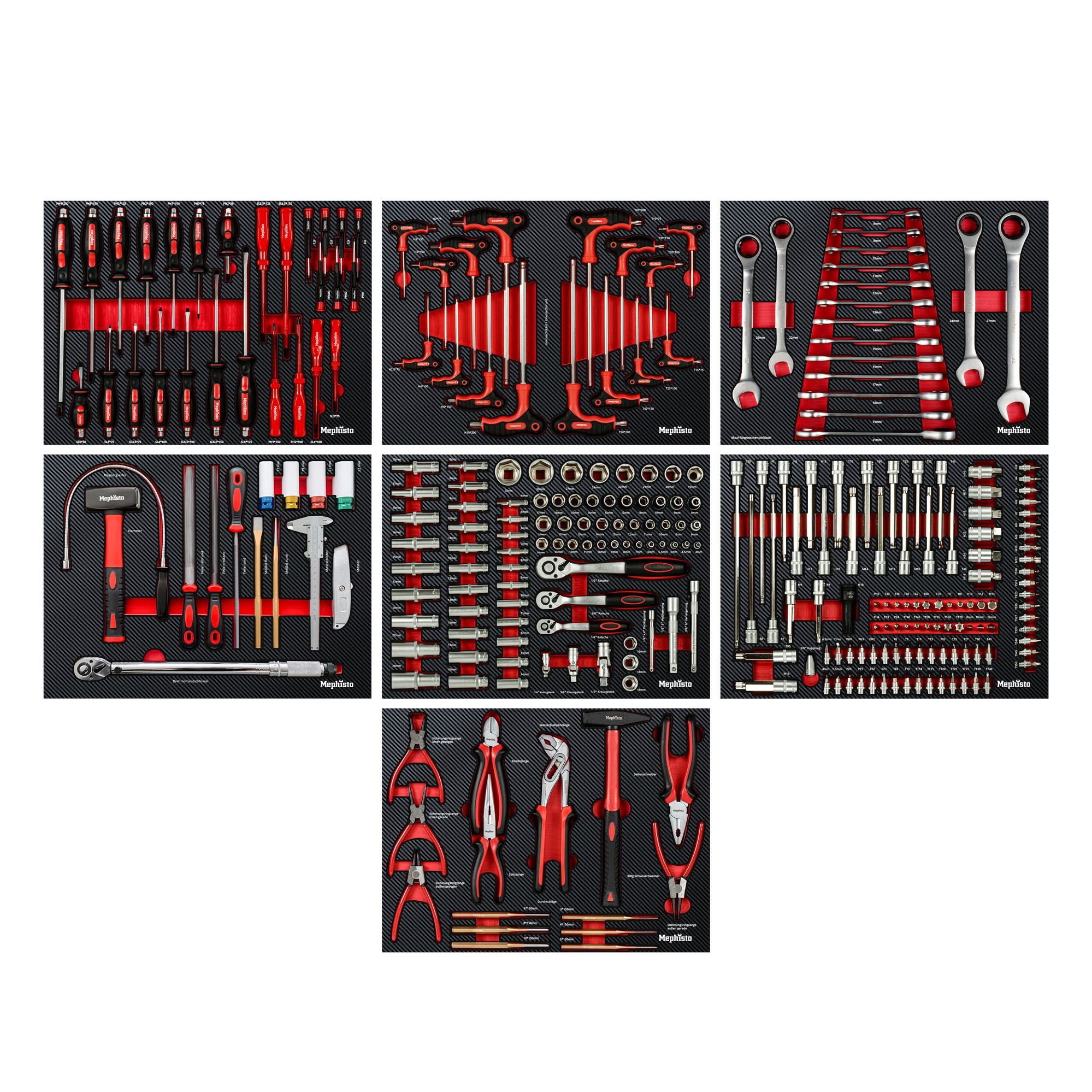 Mephisto-Tools Werkzeugset, (Set), metrisch, inkl. Soft Inlay in Carbon-Optik passend zu WZW 71008