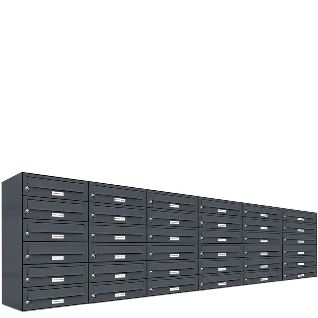 Wandbriefkasten 36 Fach Premium Briefkasten A4 in RAL Farbe 7016 Anthrazit Grau