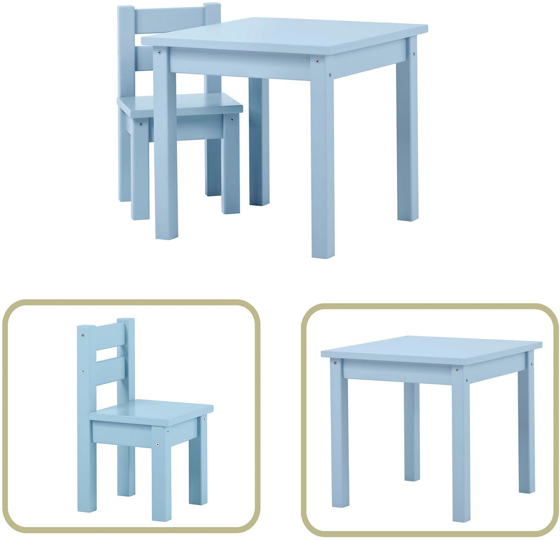 mit Farben, 1 Tisch, Hoppekids Stuhl vielen (Set, einem Kindersitzgruppe, 2-tlg., 1 in MADS Stuhl), blau Kindersitzgruppe