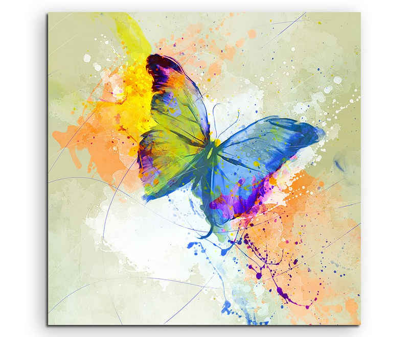 Sinus Art Leinwandbild Schmetterling 60x60cm Aquarell Art Leinwandbild
