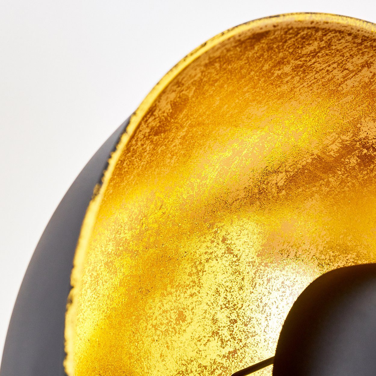 »Ghedi« hofstein in Weiß, Vintage Stehlampe Schwarz/Gold Holz Stehleuchte Ø45cm, aus ohne verstellbare Metall, Leuchtmittel, E27, Gestell in Bodenleuchte