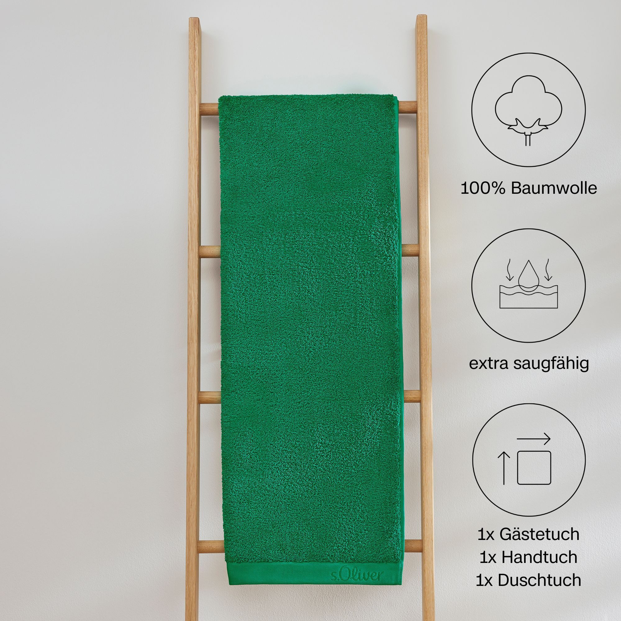 s.Oliver Handtuch Set s.Oliver, Premium Qualität, 600 gr/m², Walkfrottier (Set, 3-St), 1 Gästetuch 30x50 cm, 1 Handtuch 50x100 cm, 1 Duschtuch 70x140 cm