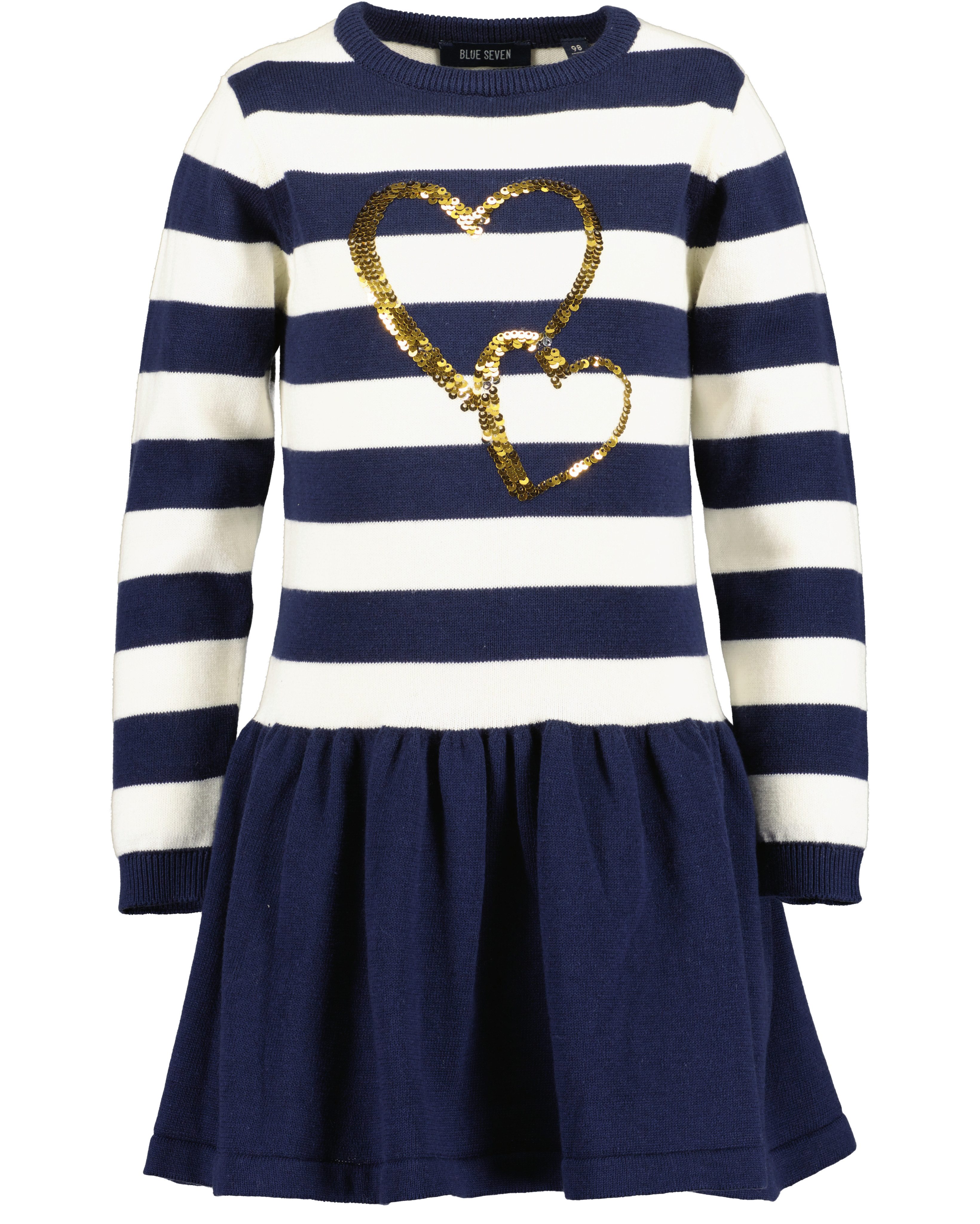 Blue Seven Strickkleid mit tollem Herzenmotiv mit Wendepailletten