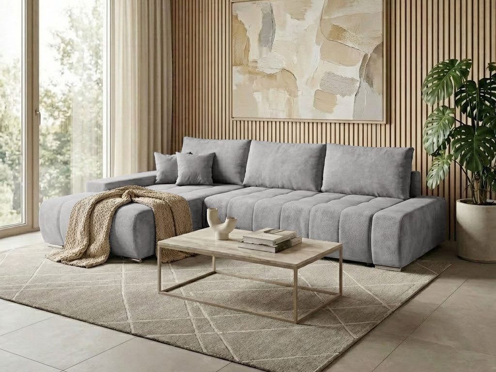 Beautysofa Ecksofa Draco L mit Schlaffunktion, in pflegeleichten Stoffen, Bettkasten