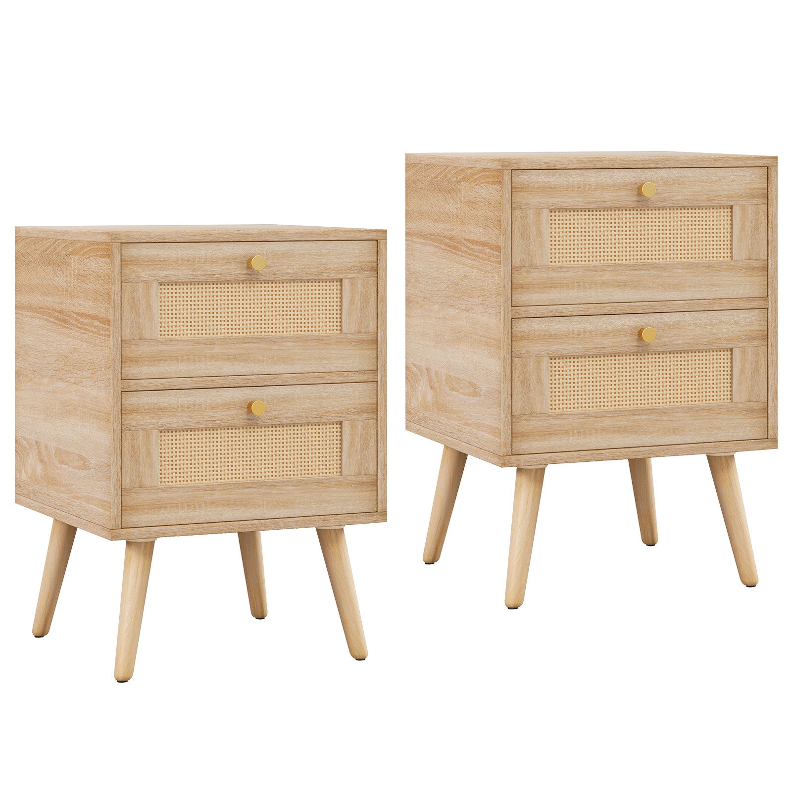 COSTWAY Nachttisch Beistelltisch (2-St), mit 2 Schubladen, 40 x 40 x 59 cm, günstig online kaufen