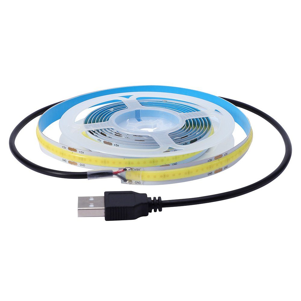 COB KaltesWeiß USB, Stripe Biegbares Lichtband 5V, Lichtstripe, LED-Streifen LED Rosnek Lichterkette 0,5/1/2M, Leiste