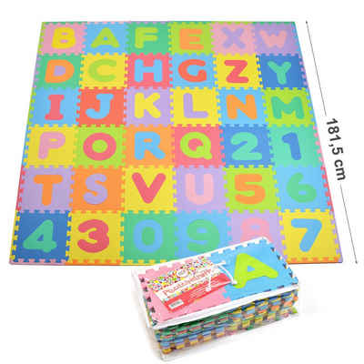 Pink Papaya Puzzlematte Puzzlematte mit Zahlen und Buchstaben Kids Zone, Extra weich, kombiniert Zahlen & Buchstaben, einfaches Stecksystem