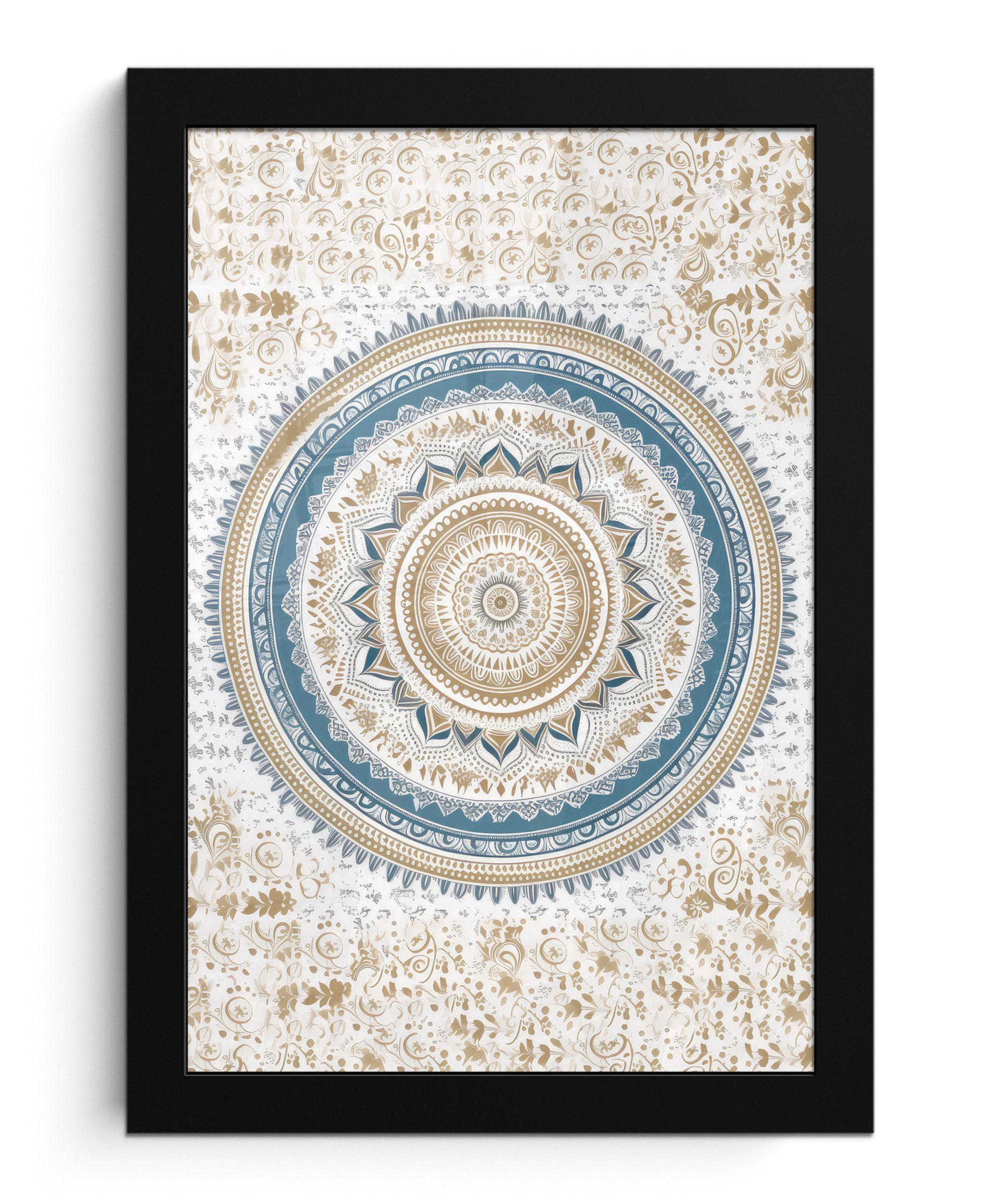 Poster Mandala - Blau - Bohème - Weiß - Design