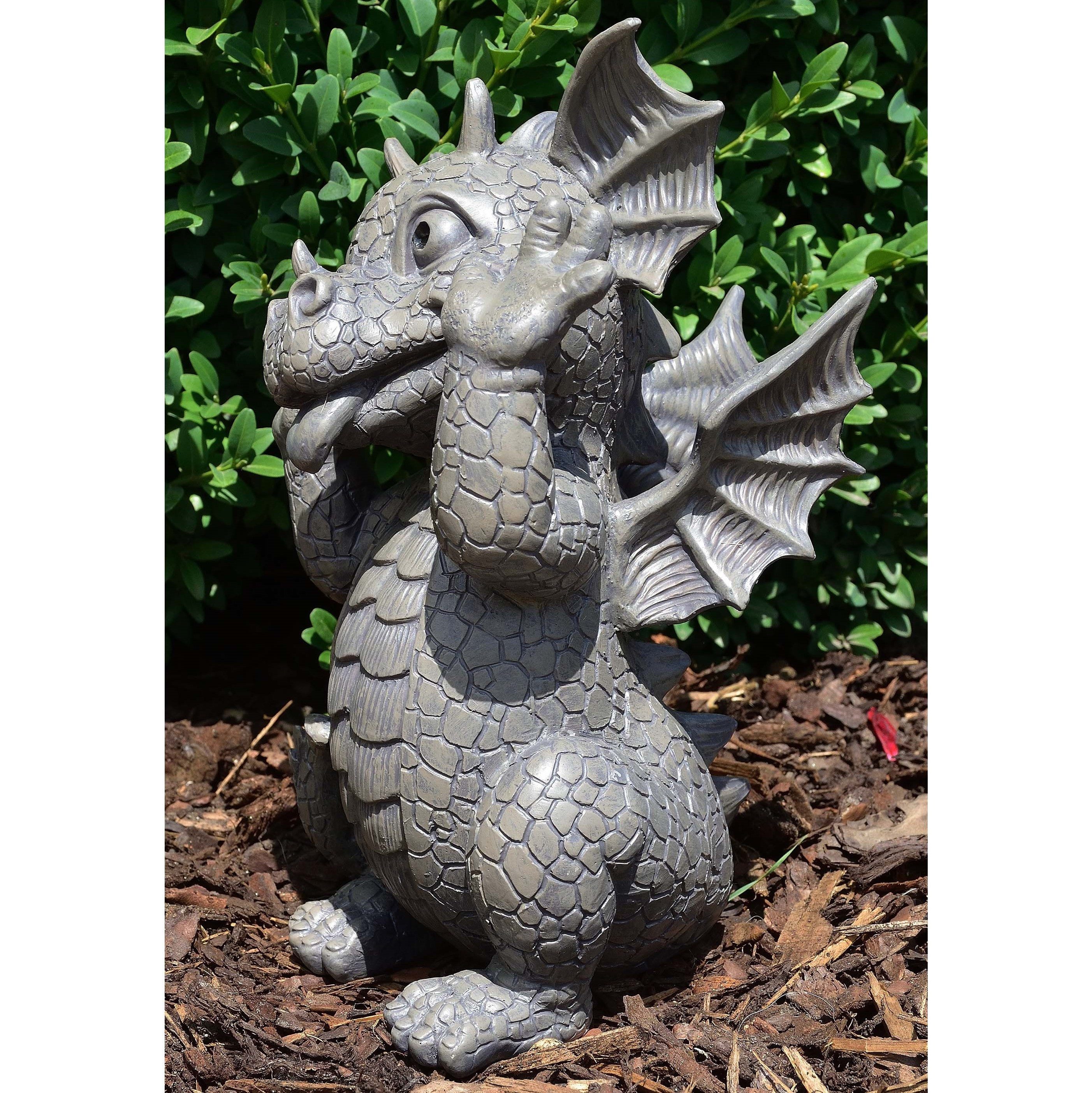 MystiCalls Gartenfigur Gartendrache "Got you" - Garten, Dekoration, Gartendekoration, (1 St), Handgearbeitet und handbemalt