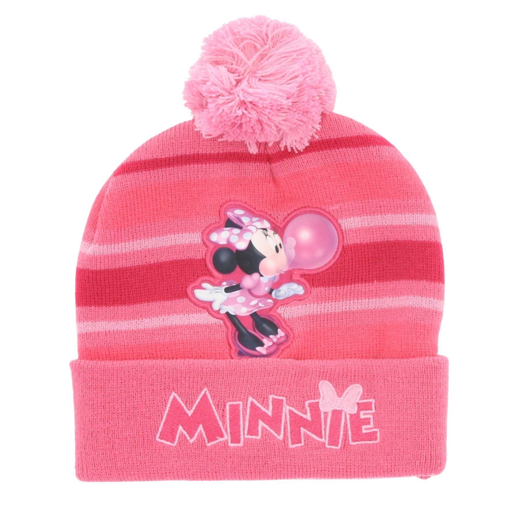 Disney Minnie Mouse Bommelmütze Bommel-Mütze – Warme Wintermütze für Kinder Onesize